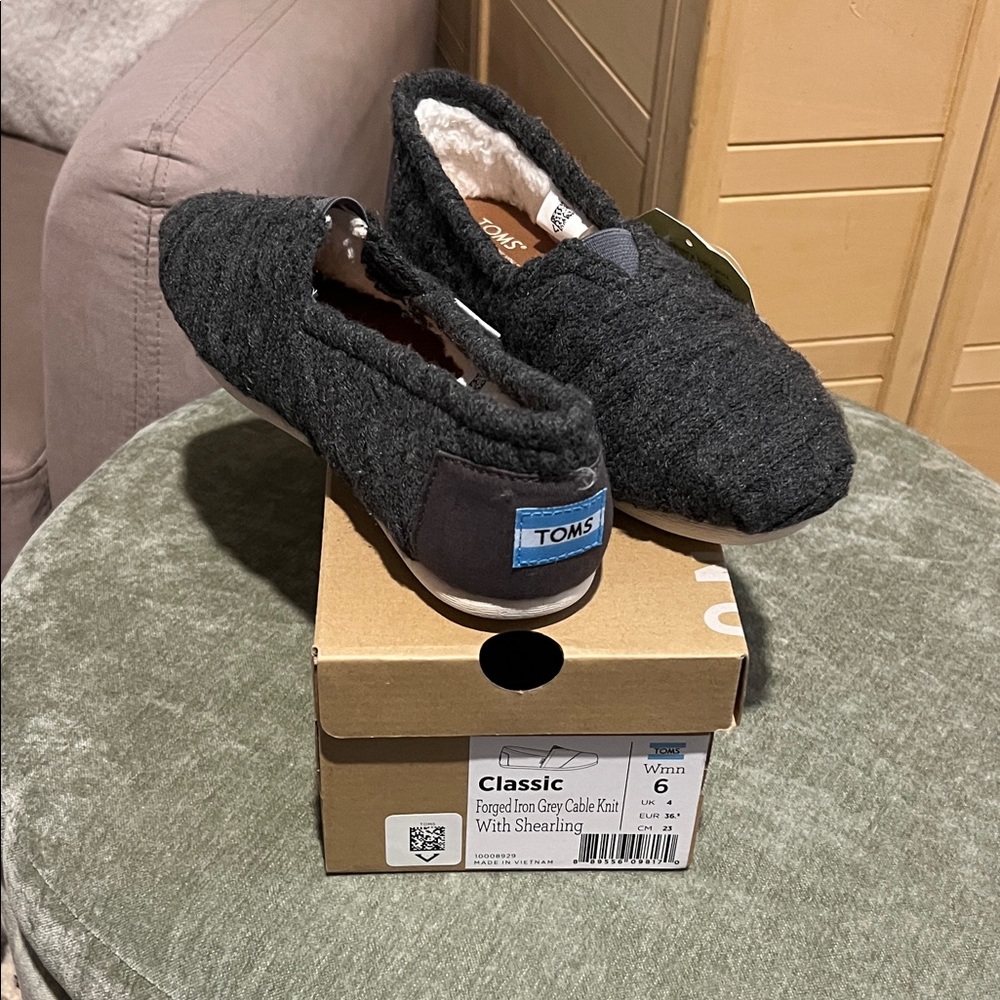 TOMS Charcoal Knit Slip-On Shoes
